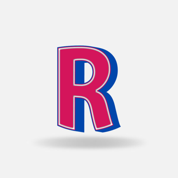 3D Pink Letter R With Blue Border