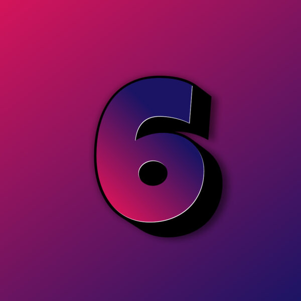 Bold Number Six Colorful Design