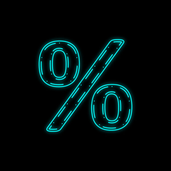 Percentage Symbol Neon Outline Design