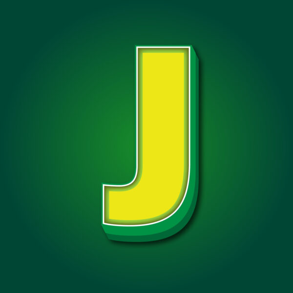 3D Letter J Yellow Green Design