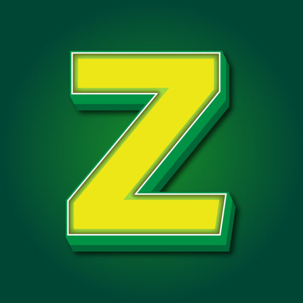 3D Letter Z Yellow Green Design
