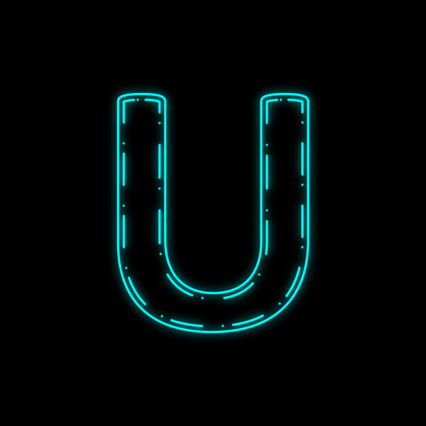 Letter U Neon Outline Design