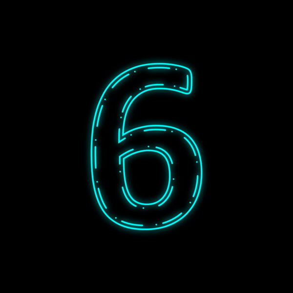 Number Six Neon Outline Design