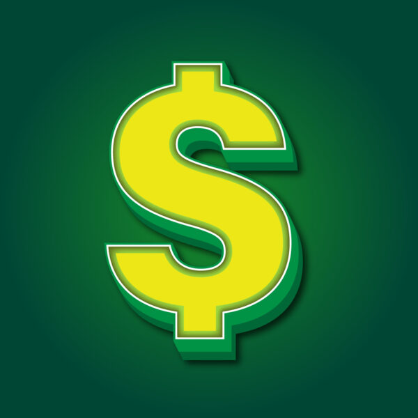 3D Dollar Symbol Yellow Green Design