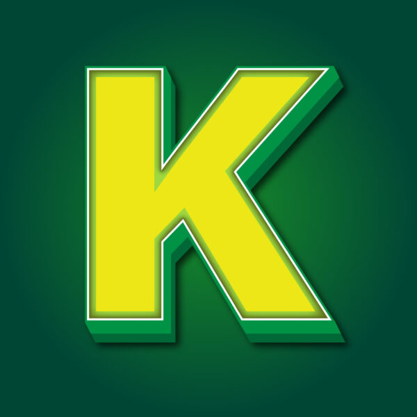 3D Letter K Yellow Green Design