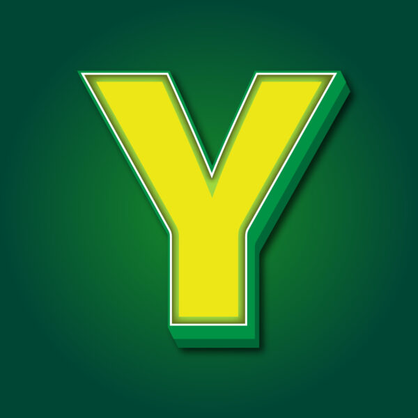 3D Letter Y Yellow Green Design