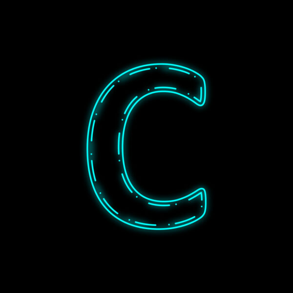 Letter C Neon Outline Design