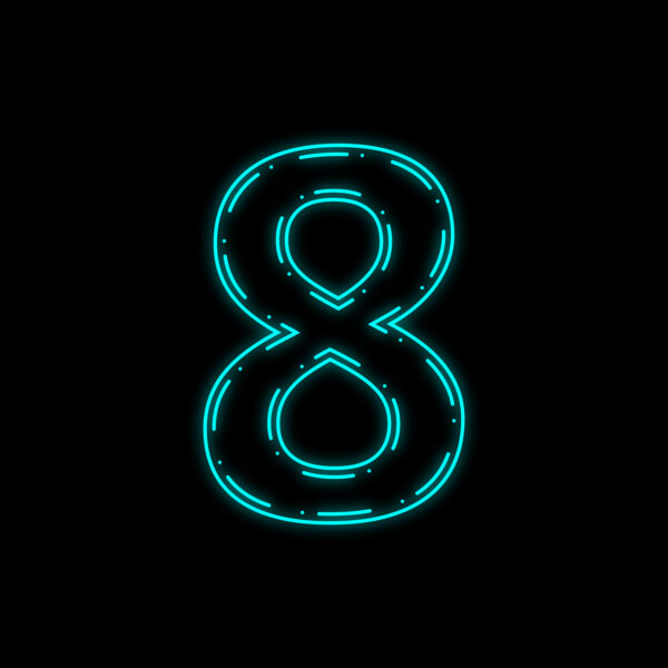 Number Eight Neon Outline Design