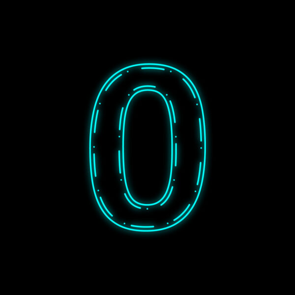 Number Zero Neon Outline Design