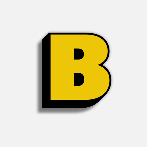 3D Yellow Letter B With Black Border