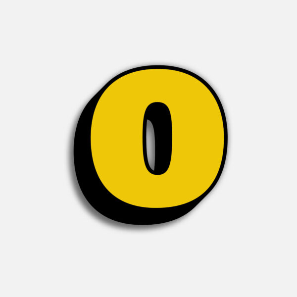 3D Yellow Letter O With Black Border