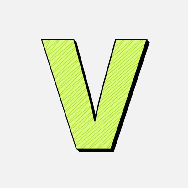 Letter V With Green Line Design