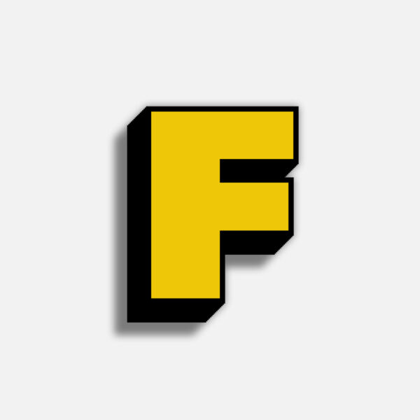 3D Yellow Letter F With Black Border