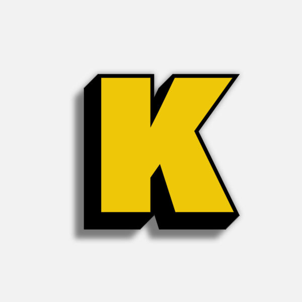 3D Yellow Letter K With Black Border