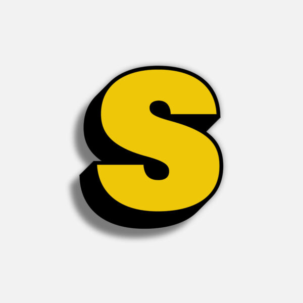 3D Yellow Letter S With Black Border