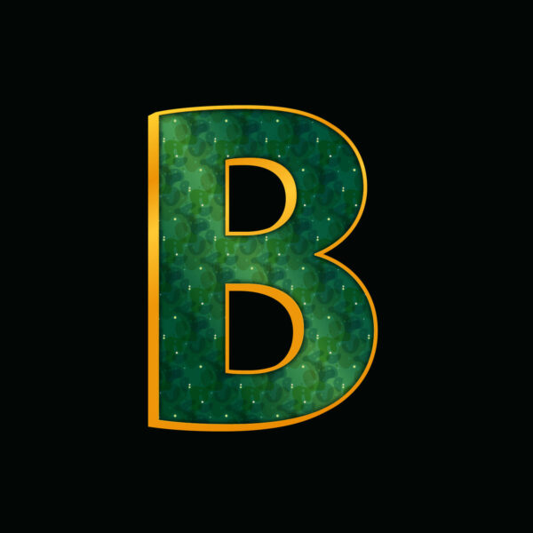 Green Letter B With Gold Border