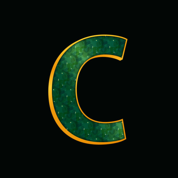 Green Letter C With Gold Border