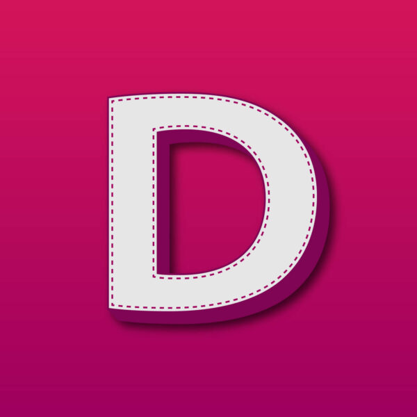3D Letter D Stitched Design