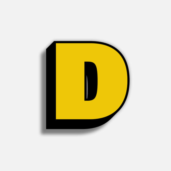 3D Yellow Letter D With Black Border