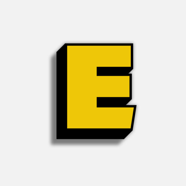 3D Yellow Letter E With Black Border