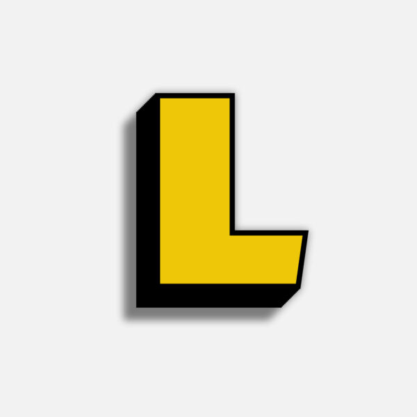 3D Yellow Letter L With Black Border