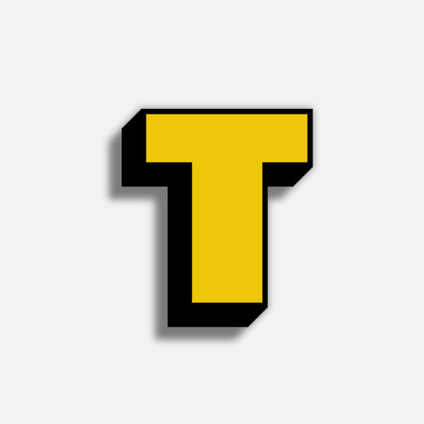 3D Yellow Letter T With Black Border