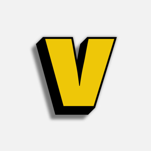 3D Yellow Letter V With Black Border