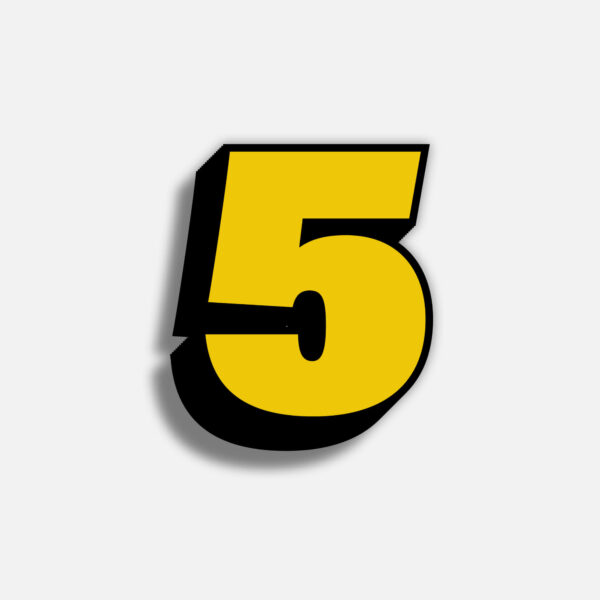 3D Yellow Number Five With Black Border