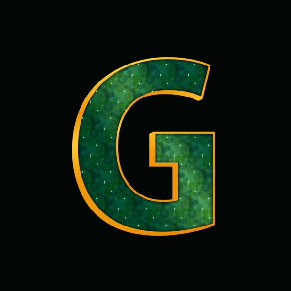 Green Letter G With Gold Border
