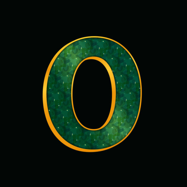 Green Letter O With Gold Border