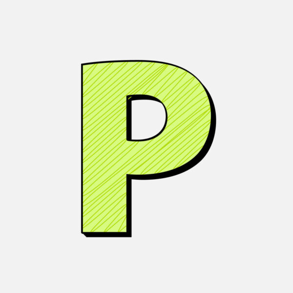 Letter P With Green Line Design
