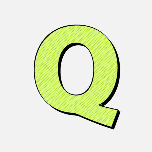 Letter Q With Green Line Design