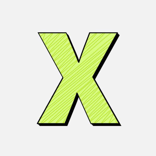Letter X With Green Line Design