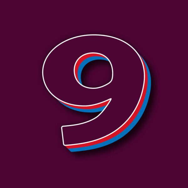 Number Nine Tricolor Design With White Edges