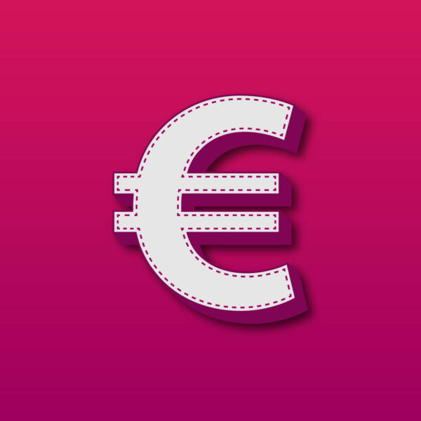 3D Euro Symbol Stitched Design