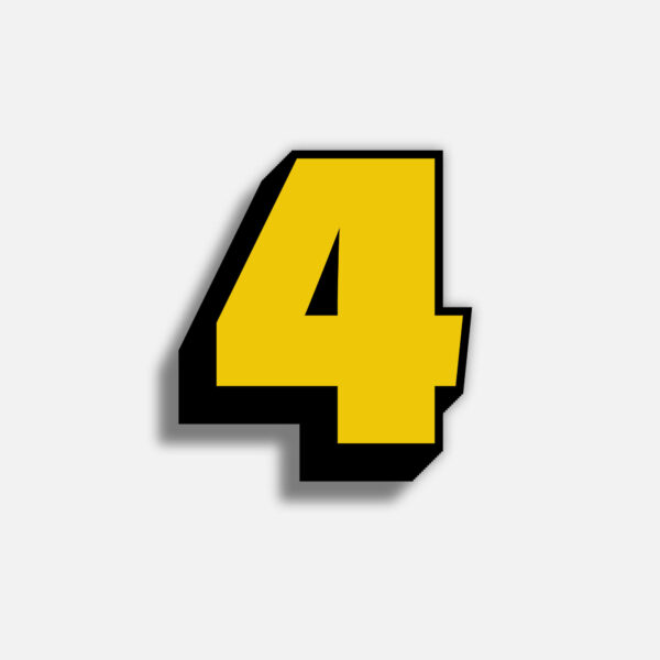 3D Yellow Number Four With Black Border