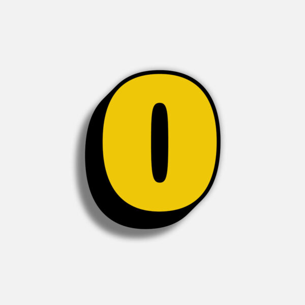 3D Yellow Number Zero With Black Border