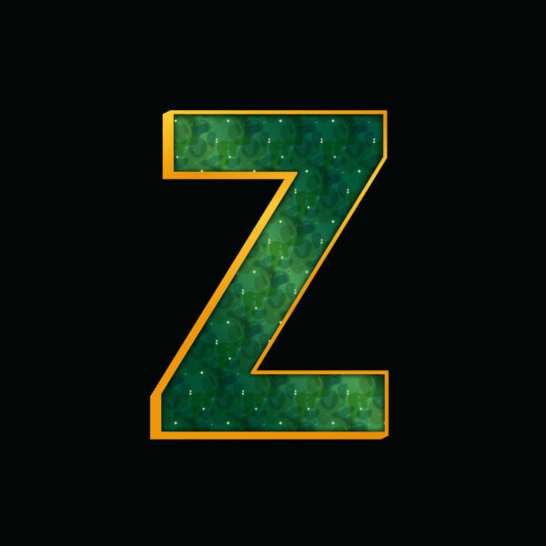 Green Letter Z With Gold Border