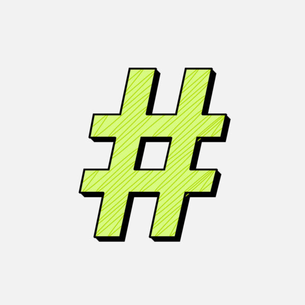 Hashtag Symbol With Green Line Design