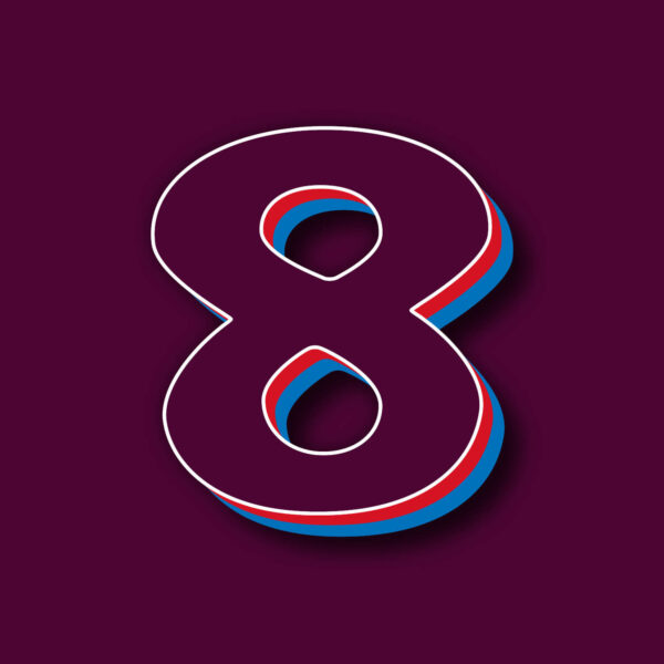 Number Eight Tricolor Design With White Edges