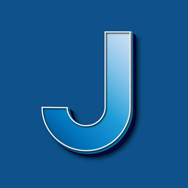 3D Blue Letter J Design