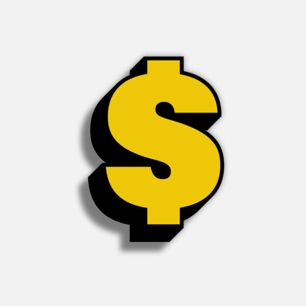 3D Yellow Dollar Symbol With Black Border