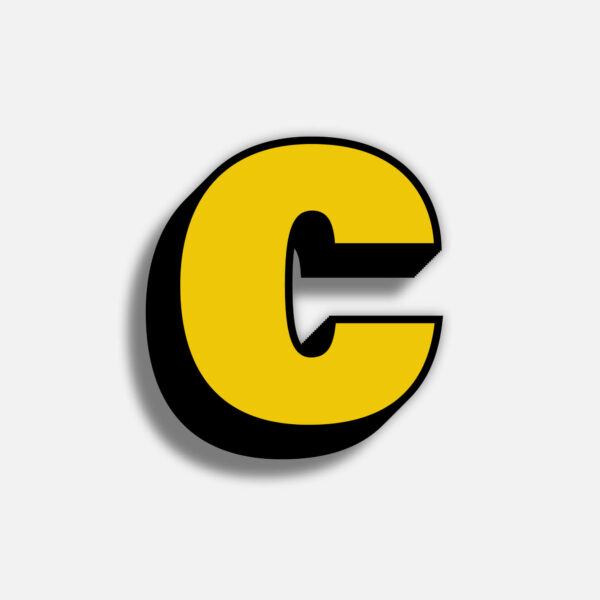 3D Yellow Letter C With Black Border