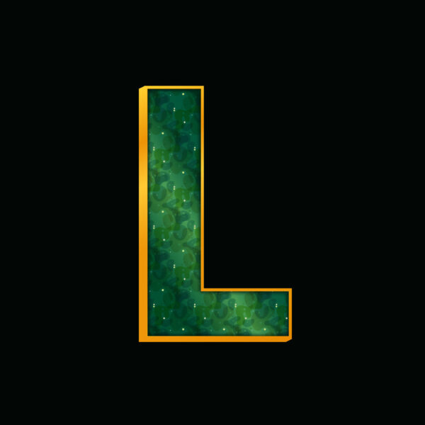 Green Letter L With Gold Border