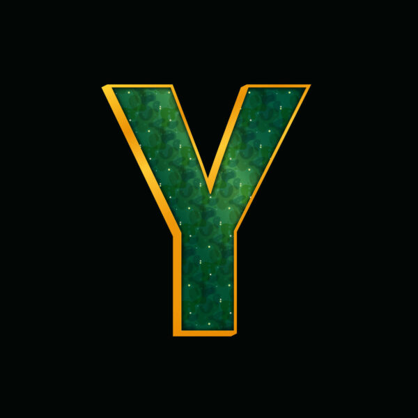 Green Letter Y With Gold Border