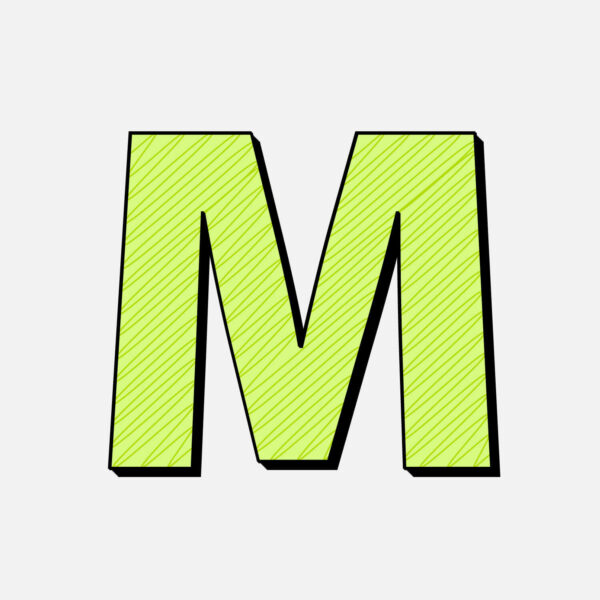 Letter M With Green Line Design