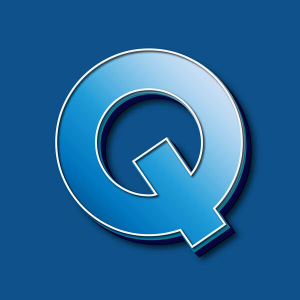 3D Blue Letter Q Design