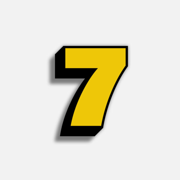 3D Yellow Number Seven With Black Border